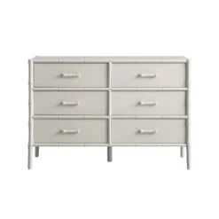 Elstowe Faux Bamboo 6-Drawer Chest, Shaded White -Daals XXCOD 062 BEIGE WB1