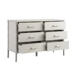 Elstowe Faux Bamboo 6-Drawer Chest, Shaded White -Daals XXCOD 062 BEIGE WB3