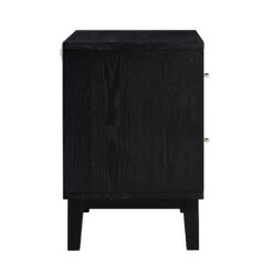 Bianca Chip Carved Bedside Table, Antique Bronze & Black -Daals XXNS 007 GOLD BLACK WB5