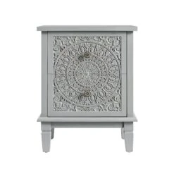 Chantilly Mid Grey Carved 2 Drawer Bedside Table -Daals XXNS 011 GREY WB1