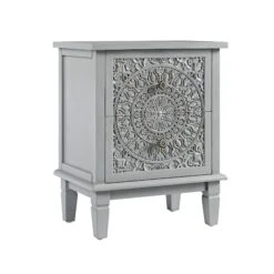 Chantilly Mid Grey Carved 2 Drawer Bedside Table -Daals XXNS 011 GREY WB2