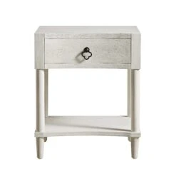 Thalia Concave 1 Drawer Bedside Table, Washed White -Daals XXNS 020 WHITEWASH WB1