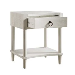 Thalia Concave 1 Drawer Bedside Table, Washed White -Daals XXNS 020 WHITEWASH WB3