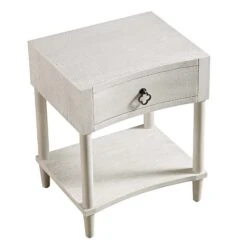 Thalia Concave 1 Drawer Bedside Table, Washed White -Daals XXNS 020 WHITEWASH WB4