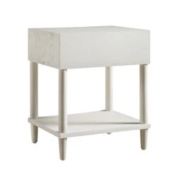 Thalia Concave 1 Drawer Bedside Table, Washed White -Daals XXNS 020 WHITEWASH WB6