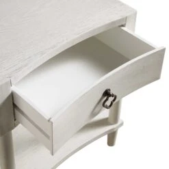 Thalia Concave 1 Drawer Bedside Table, Washed White -Daals XXNS 020 WHITEWASH detail1