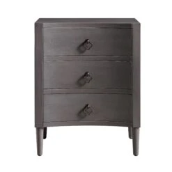 Thalia Concave 3 Drawer Bedside Table, Silver Oak -Daals XXNS 021 SILVEROAK WB1