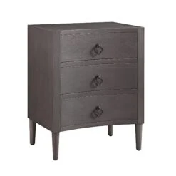 Thalia Concave 3 Drawer Bedside Table, Silver Oak -Daals XXNS 021 SILVEROAK WB2