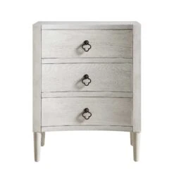 Thalia Concave 3 Drawer Bedside Table, Washed White -Daals XXNS 021 WHITEWASH WB1