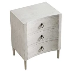 Thalia Concave 3 Drawer Bedside Table, Washed White -Daals XXNS 021 WHITEWASH WB4