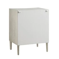 Thalia Concave 3 Drawer Bedside Table, Washed White -Daals XXNS 021 WHITEWASH WB6