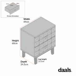 Gibbs 2-Drawer Bedside Table, Natural 17 Gibbs 2-Drawer Bedside Table, Natural -Daals XXNS 025 CHART