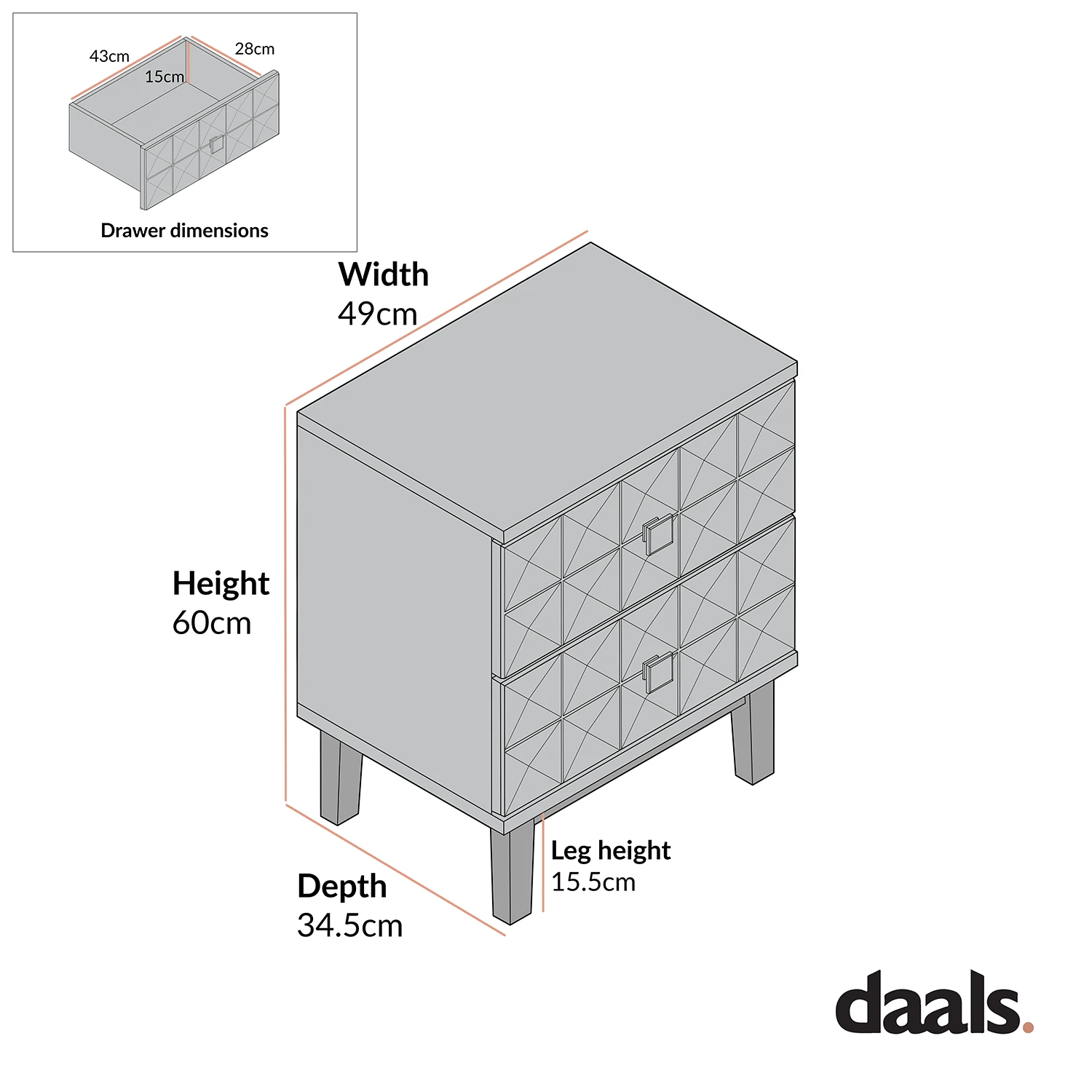 Gibbs 2-Drawer Bedside Table, Natural 6 Gibbs 2-Drawer Bedside Table, Natural - Image 6