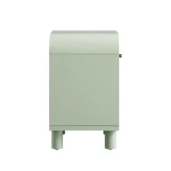 Maude 2 Drawer Bedside Table, Muted Pistachio Ash With Raffia -Daals XXNS 029 GREEN RAF WB4