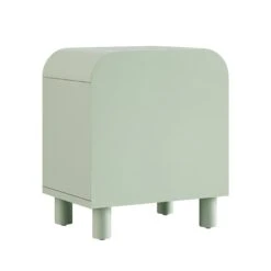Maude 2 Drawer Bedside Table, Muted Pistachio Ash With Raffia -Daals XXNS 029 GREEN RAF WB5