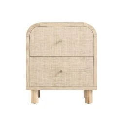 Maude 2 Drawer Bedside Table, Natural Ash With Raffia -Daals XXNS 029 NAT RAF WB1