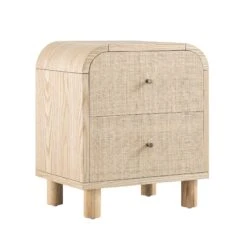 Maude 2 Drawer Bedside Table, Natural Ash With Raffia -Daals XXNS 029 NAT RAF WB2