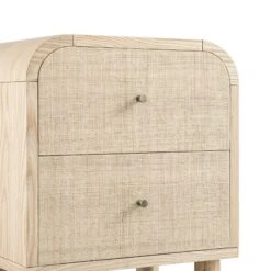 Maude 2 Drawer Bedside Table, Natural Ash With Raffia -Daals XXNS 029 NAT RAF detail2