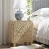 Maude 2 Drawer Bedside Table, Natural Ash With Raffia