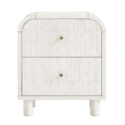 Maude 2 Drawer Bedside Table, Washed White Ash With Raffia -Daals XXNS 029 WHITE RAF WB1