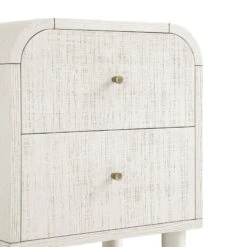 Maude 2 Drawer Bedside Table, Washed White Ash With Raffia -Daals XXNS 029 WHITE RAF detail1