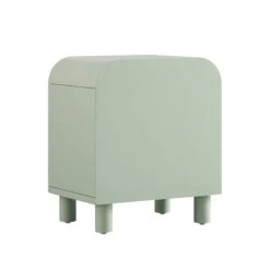 Maude 1 Drawer Bedside Table, Muted Pistachio Ash With Raffia -Daals XXNS 031 GREEN RAF WB5