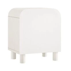 Maude 1 Drawer Bedside Table, Washed White Ash With Raffia -Daals XXNS 031 WHITE RAF WB6