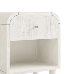 Maude 1 Drawer Bedside Table, Washed White Ash With Raffia -Daals XXNS 031 WHITE RAF detail1
