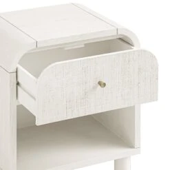 Maude 1 Drawer Bedside Table, Washed White Ash With Raffia -Daals XXNS 031 WHITE RAF detail2