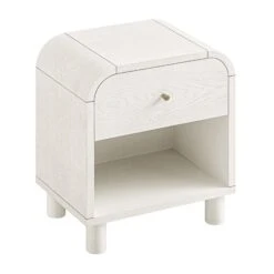 Maude 1 Drawer Bedside Table, Washed White Ash -Daals XXNS 032 WHITE WHITE WB4