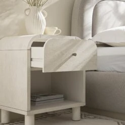 Maude 1 Drawer Bedside Table, Washed White Ash -Daals XXNS 032 WHITE WHITE scene2