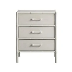 Elstowe Faux Bamboo 3-Drawer Bedside Table, Shaded White -Daals XXNS 060 BEIGE WB1