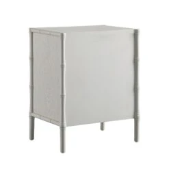 Elstowe Faux Bamboo 3-Drawer Bedside Table, Shaded White -Daals XXNS 060 BEIGE WB5