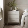 Elstowe Faux Bamboo 3-Drawer Bedside Table, Shaded White