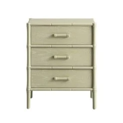 Elstowe Faux Bamboo 3-Drawer Bedside Table, Sage Green -Daals XXNS 060 GREEN WB1