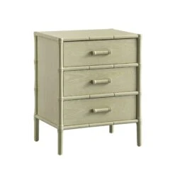 Elstowe Faux Bamboo 3-Drawer Bedside Table, Sage Green -Daals XXNS 060 GREEN WB2