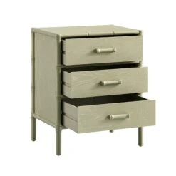 Elstowe Faux Bamboo 3-Drawer Bedside Table, Sage Green -Daals XXNS 060 GREEN WB3
