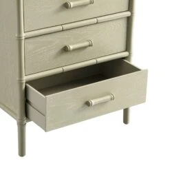 Elstowe Faux Bamboo 3-Drawer Bedside Table, Sage Green -Daals XXNS 060 GREEN detail2