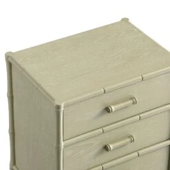 Elstowe Faux Bamboo 3-Drawer Bedside Table, Sage Green -Daals XXNS 060 GREEN detail3
