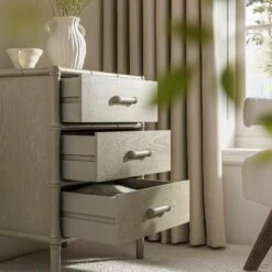 Elstowe Faux Bamboo 3-Drawer Bedside Table, Sage Green -Daals XXNS 060 GREEN scene5