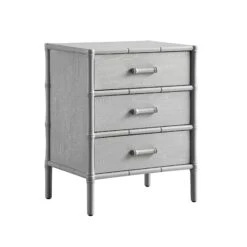 Elstowe Faux Bamboo 3-Drawer Bedside Table, Warm Grey 24 Elstowe Faux Bamboo 3-Drawer Bedside Table, Warm Grey -Daals XXNS 060 GREY WB2