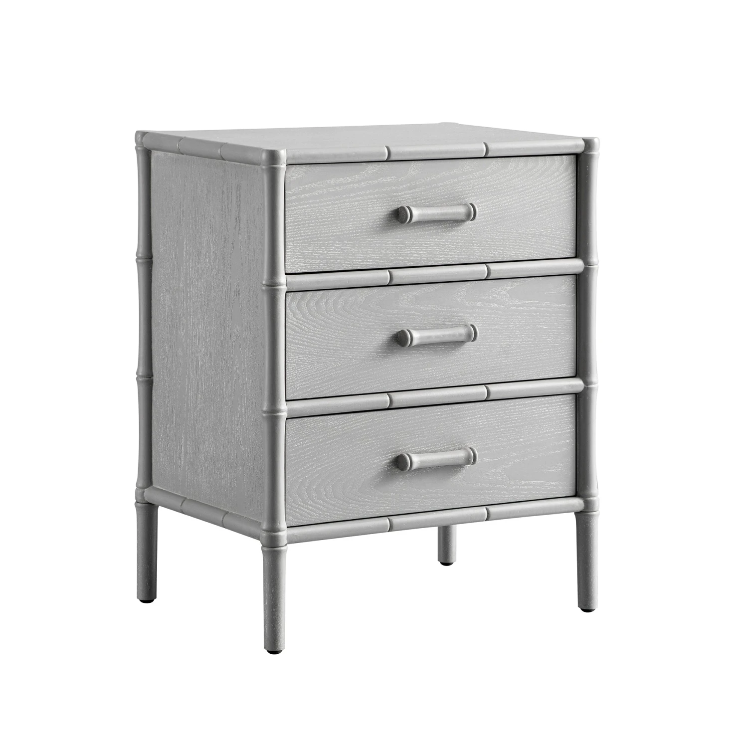Elstowe Faux Bamboo 3-Drawer Bedside Table, Warm Grey 9 Elstowe Faux Bamboo 3-Drawer Bedside Table, Warm Grey - Image 9