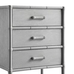 Elstowe Faux Bamboo 3-Drawer Bedside Table, Warm Grey 29 Elstowe Faux Bamboo 3-Drawer Bedside Table, Warm Grey -Daals XXNS 060 GREY detail1
