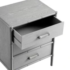 Elstowe Faux Bamboo 3-Drawer Bedside Table, Warm Grey 30 Elstowe Faux Bamboo 3-Drawer Bedside Table, Warm Grey -Daals XXNS 060 GREY detail2