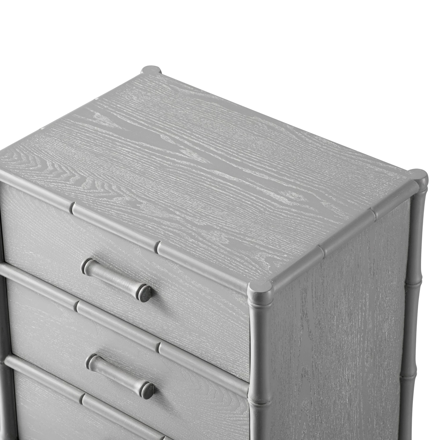 Elstowe Faux Bamboo 3-Drawer Bedside Table, Warm Grey 16 Elstowe Faux Bamboo 3-Drawer Bedside Table, Warm Grey - Image 16
