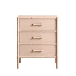 Elstowe Faux Bamboo 3-Drawer Bedside Table, Nude Pink 23 Elstowe Faux Bamboo 3-Drawer Bedside Table, Nude Pink -Daals XXNS 060 NUDE WB1