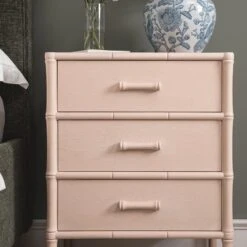Elstowe Faux Bamboo 3-Drawer Bedside Table, Nude Pink 18 Elstowe Faux Bamboo 3-Drawer Bedside Table, Nude Pink -Daals XXNS 060 NUDE scene2