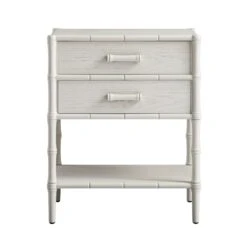 Elstowe Faux Bamboo 2-Drawer Bedside Table, Shaded White