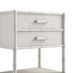 Elstowe Faux Bamboo 2-Drawer Bedside Table, Shaded White -Daals XXNS 061 BEIGE detail1