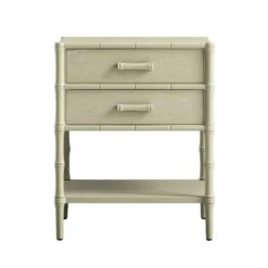Elstowe Faux Bamboo 2-Drawer Bedside Table, Sage Green -Daals XXNS 061 GREEN WB1